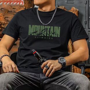 宽松休闲百搭半袖 新款 美式 字母宽松上衣大码 T恤男士 打底衫 夏季