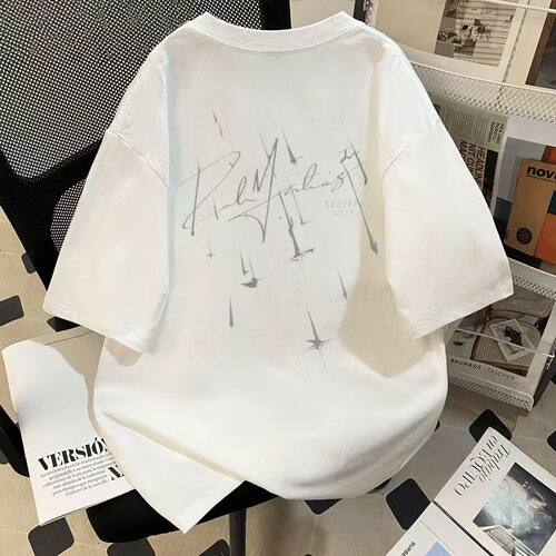 美式高街流星涂鸦潮流印花短袖T恤男夏季新款oversize宽松上衣12