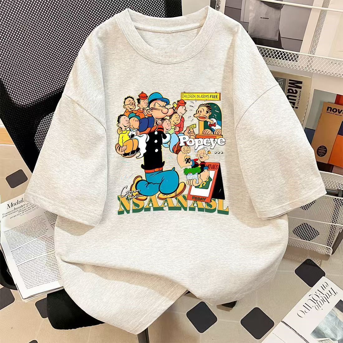 大力水手夏季新款男女短袖t恤圆领宽松百搭休闲体恤ins半袖上衣,男装,T恤,淘宝优惠券,粉丝福利购,淘宝优惠卷