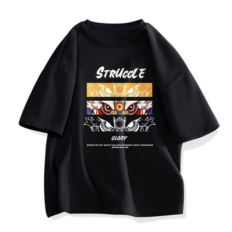 2024新款t恤男夏季宽松休闲小众设计感印花百搭短袖男印花上衣12