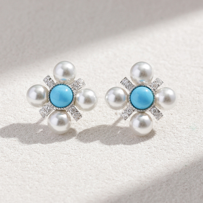 精工高品质银饰高瓷蓝人造蓝松石