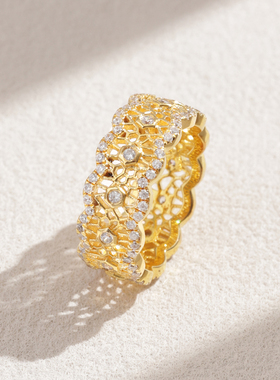 复古镂空蕾丝花纹莫桑石戒指女