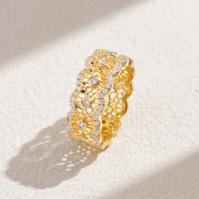 复古镂空蕾丝花纹莫桑石戒指女