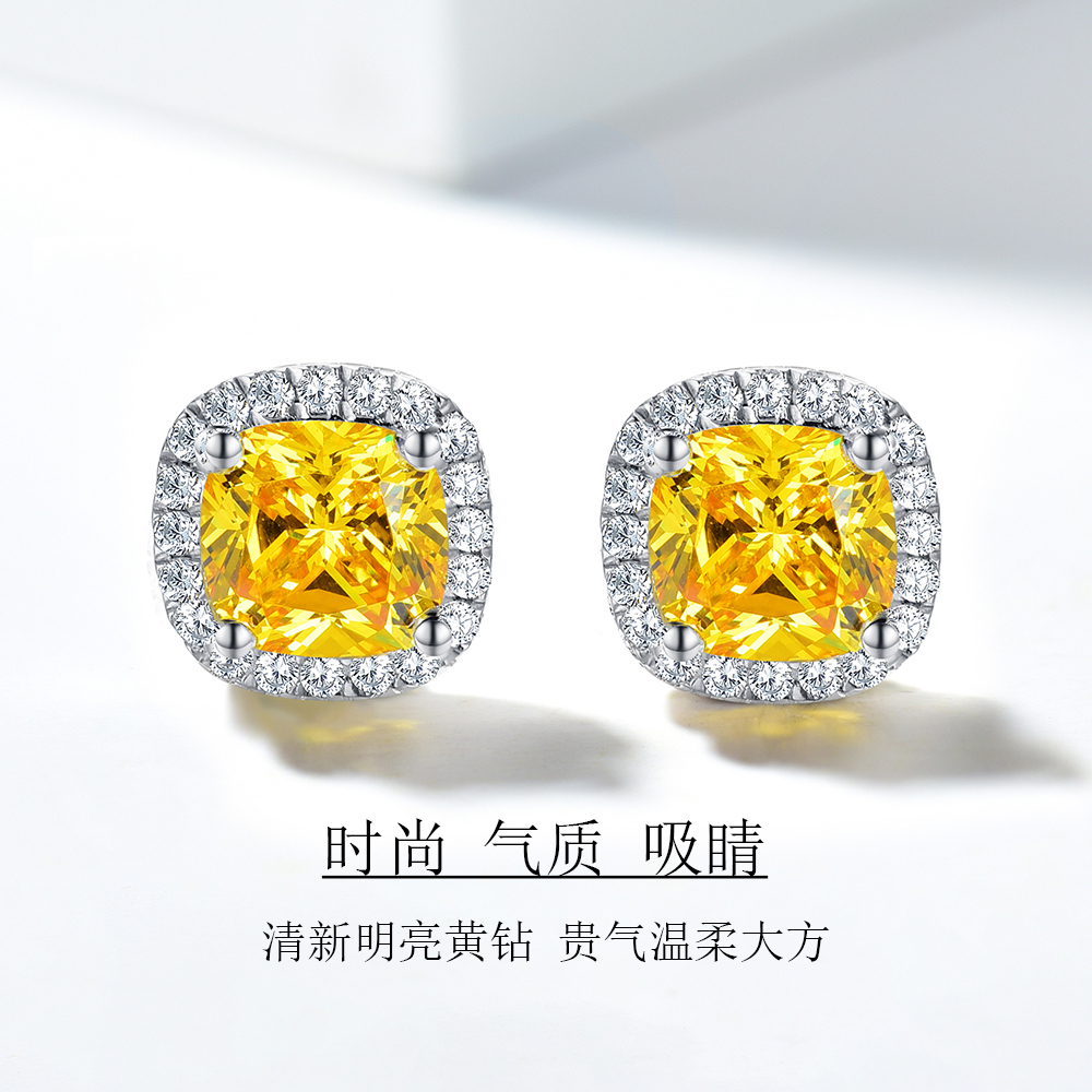 卓蝶珠宝气质纯银镀金黄钻耳饰