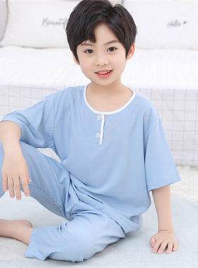 儿童棉绸睡衣夏季男童绵绸空调服
