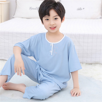 儿童棉绸睡衣夏季男童绵绸空调服