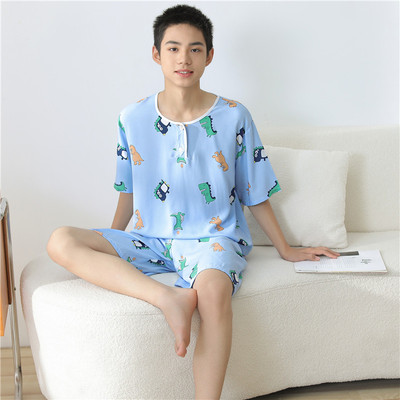 男大童棉绸睡衣夏季薄款