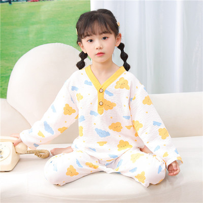儿童睡衣女春秋季云朵棉长袖长裤中大童夏女孩宝宝薄款女童家居服