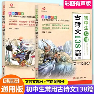 初中生常用古诗文138篇上下册全套初中古诗词和文言文人教版中学生语文常用古诗文文言文全解译注与赏析初一二三古诗阅读训练