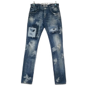 DENIM水洗破坏贴布牛仔裤 全新正品 VANQUISH DAMAGED CLOT