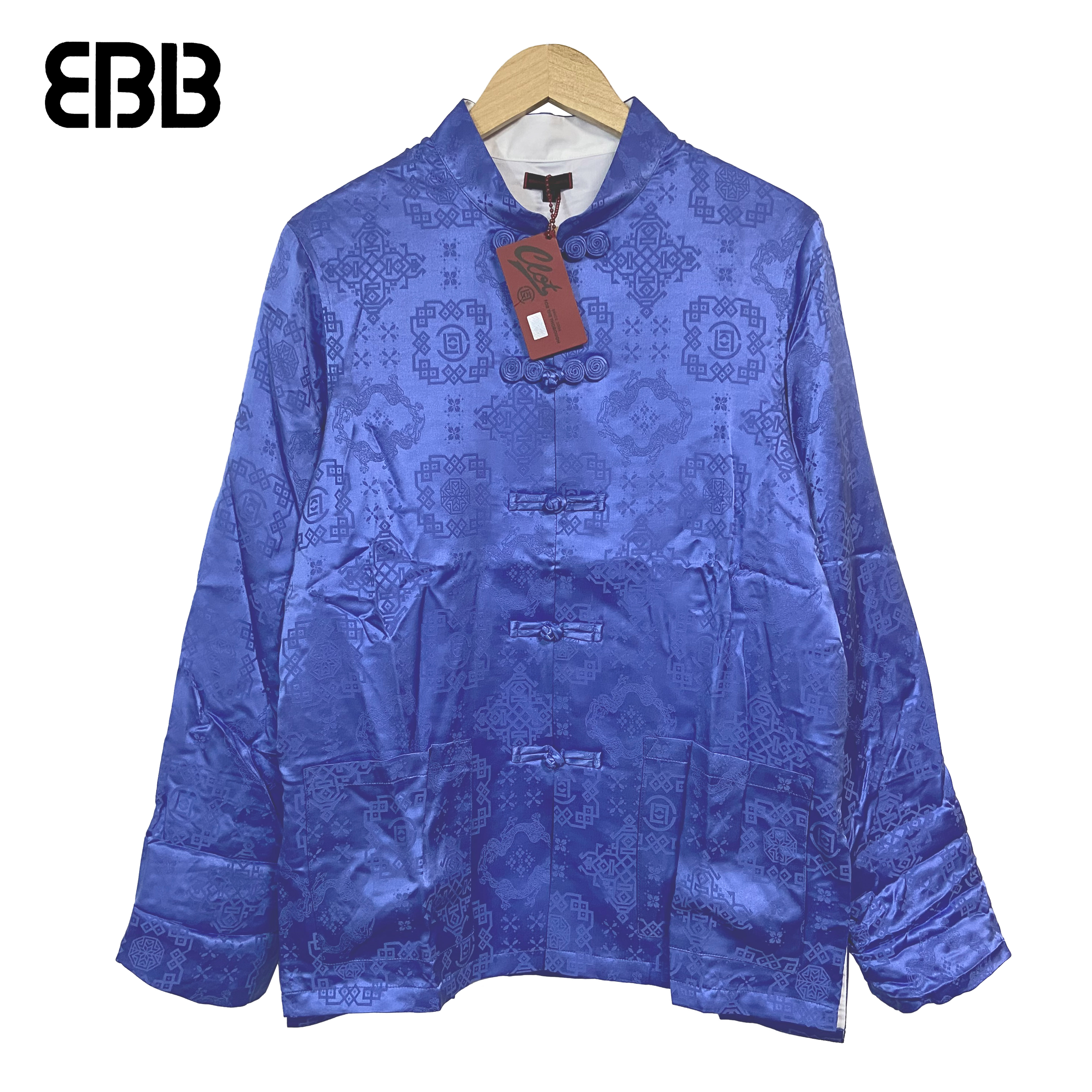 CLOT蓝丝绸唐装长袖夹克外套