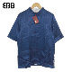 CLOT ROYALE 全新正品 SILK BUTTON SHIRT蓝丝绸五分袖 T恤