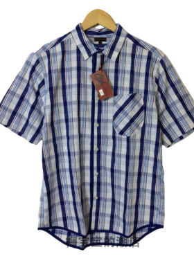 全新正品CLOT PIPING CHECKER SHIRT格子条纹五分袖休闲棉衬衫
