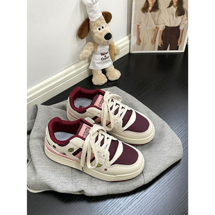 2025新款小白鞋女港风学生百搭厚底chic休闲板鞋美式复古运动鞋潮