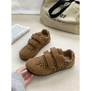 2025秋季新款复古豹纹百搭勃肯鞋ins超火魔术贴大头鞋学生德训鞋