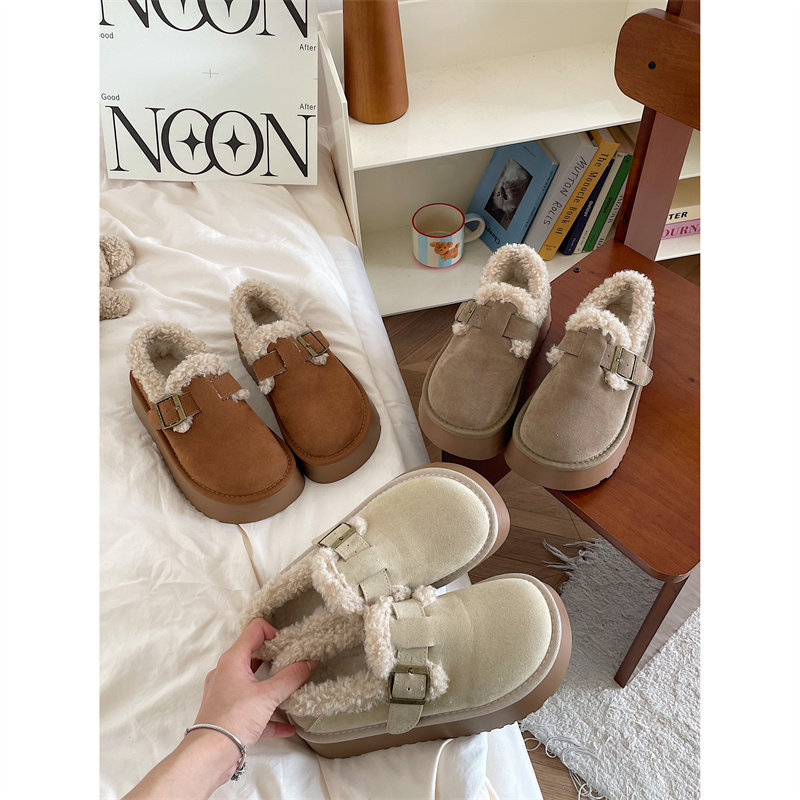 2025新款厚底一脚蹬低帮面包女鞋加绒勃肯棉鞋毛毛雪地靴女款冬季,女鞋,时尚雪地靴,淘宝优惠券,粉丝福利购,淘宝优惠卷