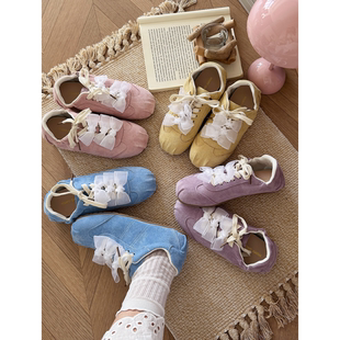 2025春秋新款芭蕾风网纱运动鞋法式复古休闲鞋女学生板鞋德训鞋潮