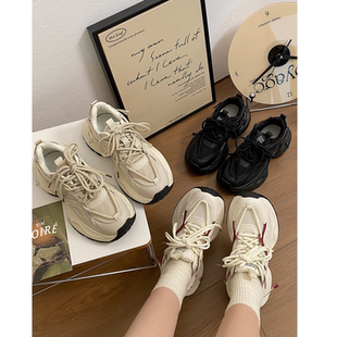 2025秋冬新款复古老爹鞋女ins韩版学院风透气百搭厚底休闲运动鞋