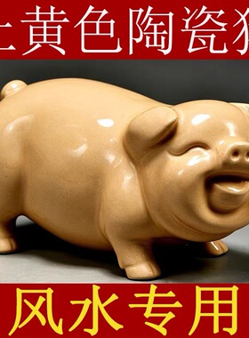 土黄色陶瓷猪摆件十二生肖动物小猪家居可爱猪装饰吉祥物工艺礼品