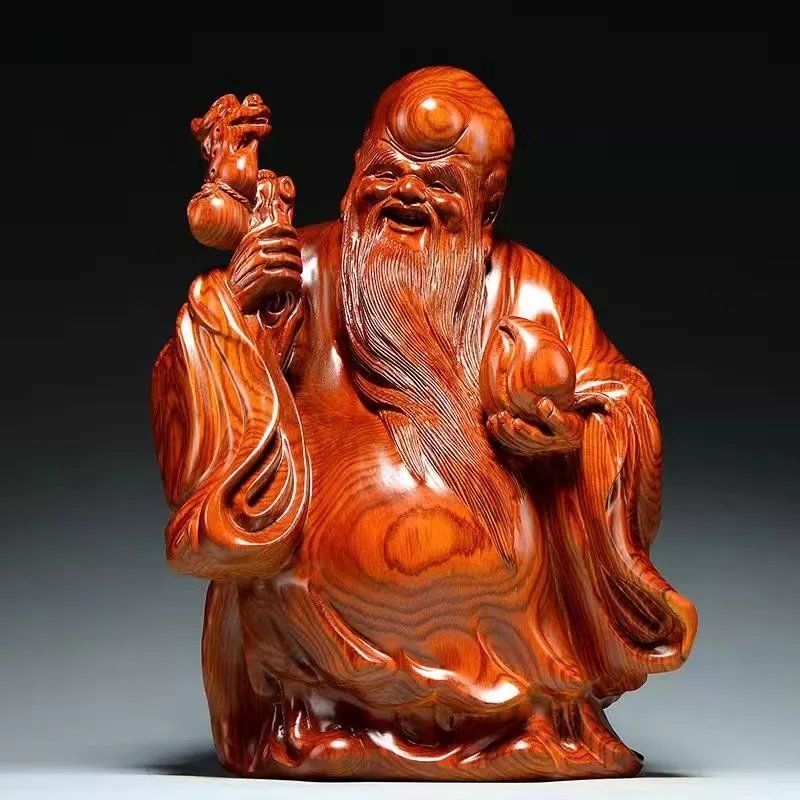 红花梨木雕老寿星公摆件红木工艺
