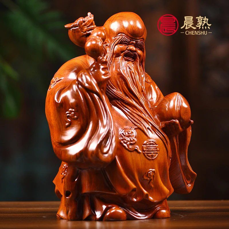 花梨木雕老寿星公摆件家居客厅装