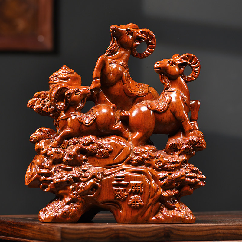 黑檀木雕三阳开泰摆件家居客厅电视柜玄关装饰实木三羊开泰工艺品,家居饰品,装饰摆件,淘宝优惠券,粉丝福利购,淘宝优惠卷