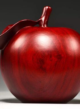 花梨木雕刻苹果摆件红木平安果家