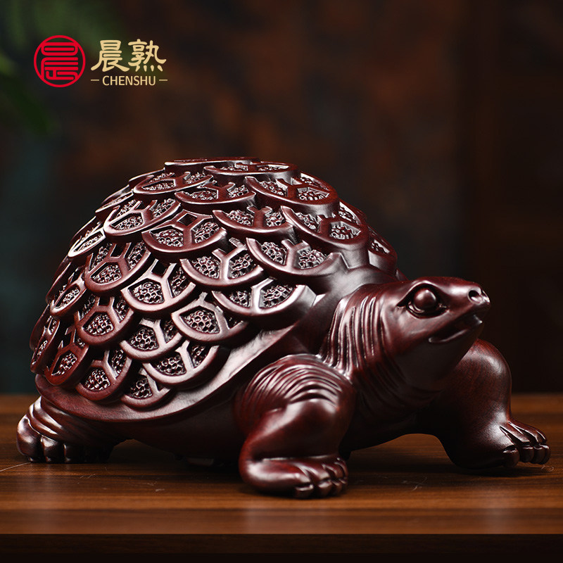 黑檀木雕金钱龟摆件镇宅招财物件老人生日祝寿桌面办公室客厅装饰,家居饰品,装饰摆件,淘宝优惠券,粉丝福利购,淘宝优惠卷