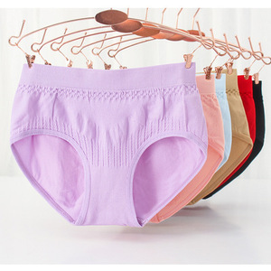 5条装混色高弹力收腹女士中腰高腰锦纶无痕无缝女士内裤三角裤