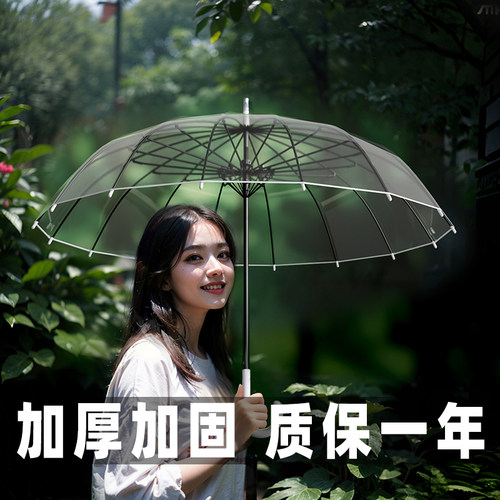透明长柄雨伞全自动网红拍照大号
