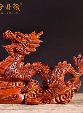 实木青龙摆件风水布局木质龙摆件绿色十二生肖龙木雕金龙木制神龙