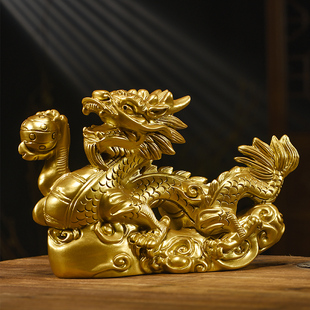 木制金龙摆件家居客厅装饰品实木质黄色神龙十二生肖木龙家用
