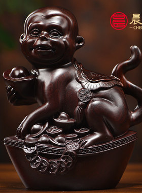 黑檀木雕十二生肖摆件一套实木鼠牛虎兔龙蛇马羊猴鸡狗猪工艺礼品