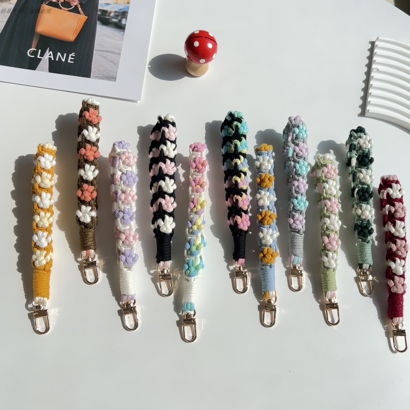 ins手机挂绳创意手机挂件手工编织猫爪手机链钥匙扣手腕带电话绳