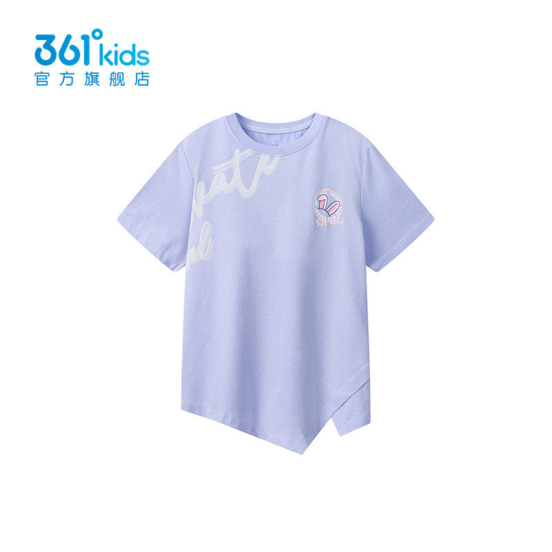 女童针织短袖印花新品2025夏儿童棉质T恤不规则边K62523205