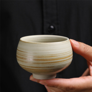 品茗杯手工茶碗粗陶单杯功夫 复古陶瓷家用主人杯创意茶杯日式