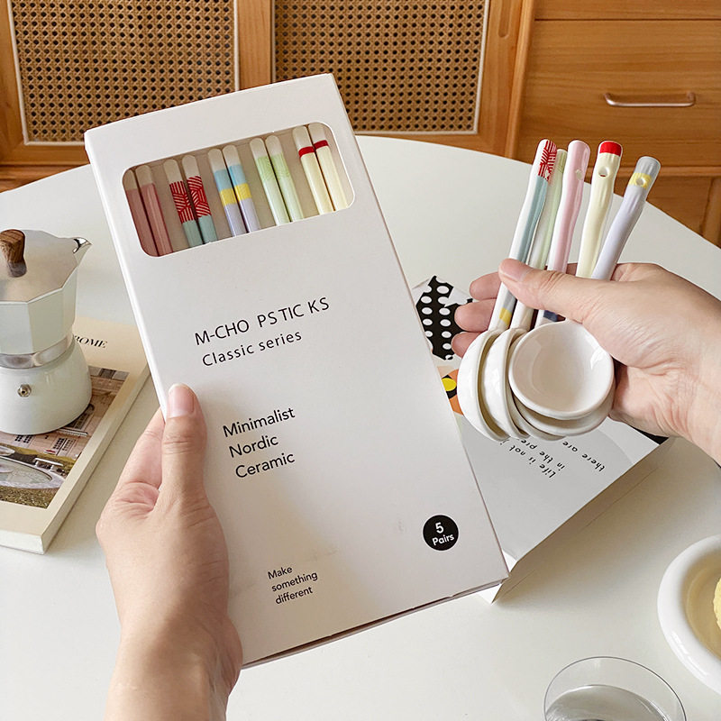 【彩色陶瓷筷子】5双礼盒装