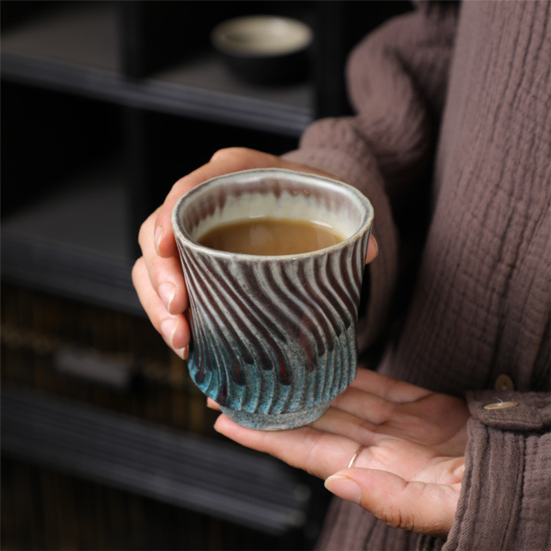 【150ml陶瓷品茗杯】茶杯粗陶窑变工艺复古做旧主人杯咖啡杯水杯