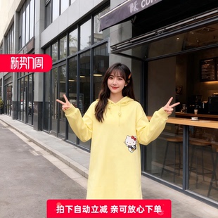 町家剪标秋季新款宽松舒适年轻口袋休闲带帽卫衣裙C3FAB3302