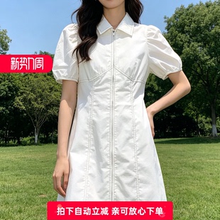 町家剪标夏季新款超薄款舒适凉快拉链到底牛仔连衣裙潮C4FAB2411