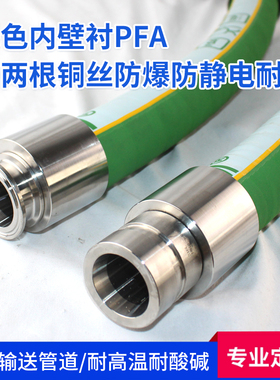 绿色内壁衬PFA特氟龙橡胶管耐强酸碱耐高温200度带铜丝防爆防静电
