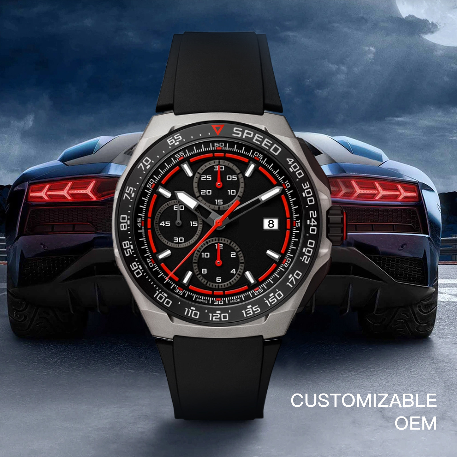 42MM赛车计时码表钛金素男士夜光腕表适配VK67机芯