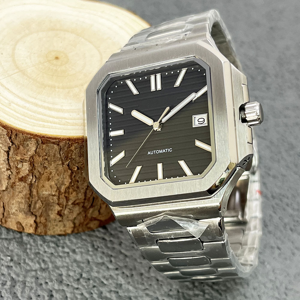 38MM 316L不锈钢手表 夜光 防水 方块 机械表NH35机芯