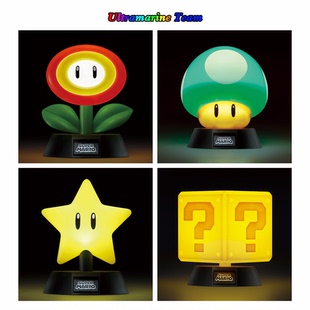 日本任天堂超级马里奥明星角色问号方块火焰花UP蘑菇星星LED夜灯