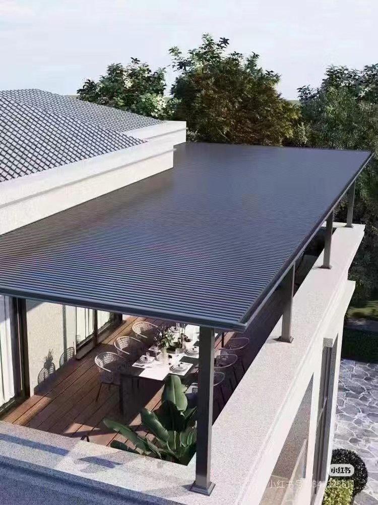 铝合金双层隔热铝瓦遮阳防水雨棚别墅区凉亭顶瓦长城板阳光房铝瓦