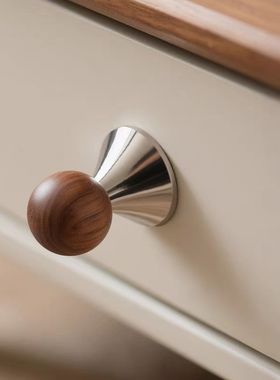 晴天娃娃.胡桃木实木拉手中古风抽屉把手轻奢亮银衣柜法式小拉手