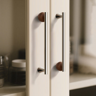 法式轻奢实木拉手锌合金中古风橱柜衣柜鞋柜家具银色新中式小拉手