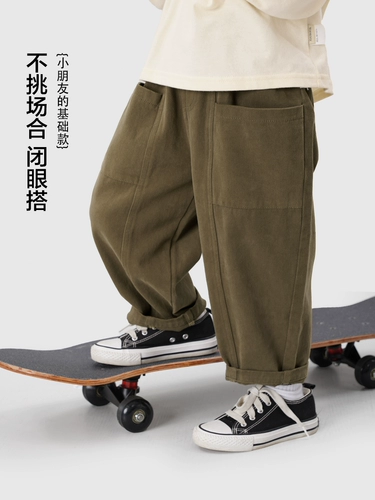 Детские осенние штаны для мальчиков, свободный крой, в западном стиле