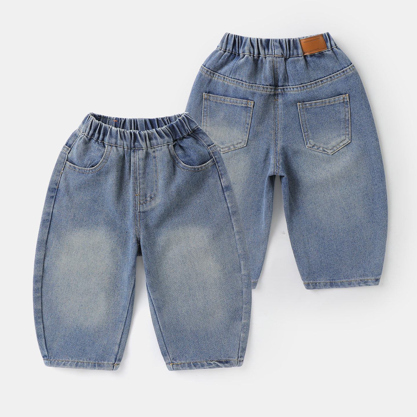 右欧儿童弯刀牛仔裤男童休闲长裤2026新款春秋童装裤子小童夏装裤