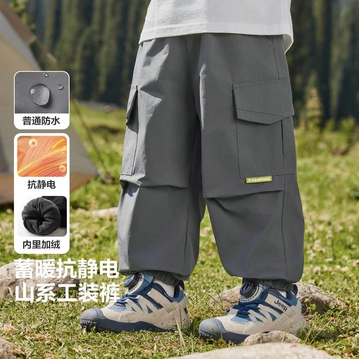 男童加绒工装长裤冬装儿童裤子2025新款童装秋冬款冬季宝宝棉裤潮